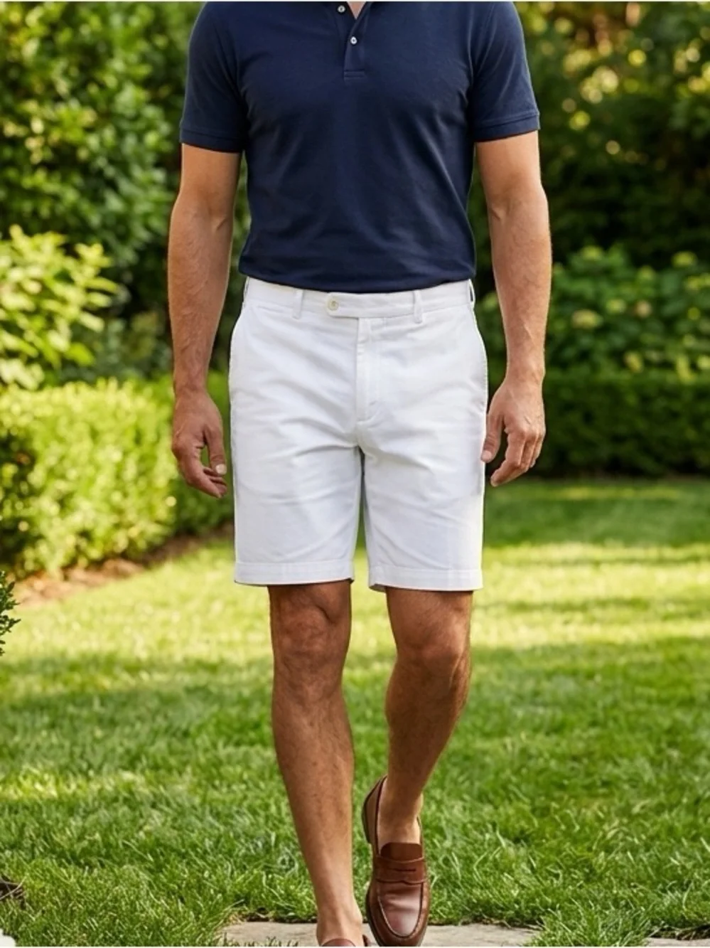 EUC PGA Tour Men’s White 10” Golf Dress Shorts Flat Front - Size 36